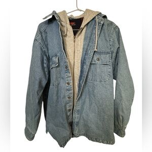 Vintage Wolverine Retro Denim Jean Jacket Gray Hoodie Combo Men’s M